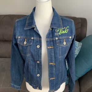 NWT Girls Disney Tinker bell Blue Denim Jacket with Embroidery